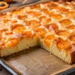 Aprikosen Blechkuchen mit frischen Aprikosen und fluffigem Rührteig
