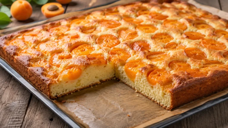 Aprikosen Blechkuchen mit frischen Aprikosen und fluffigem Rührteig