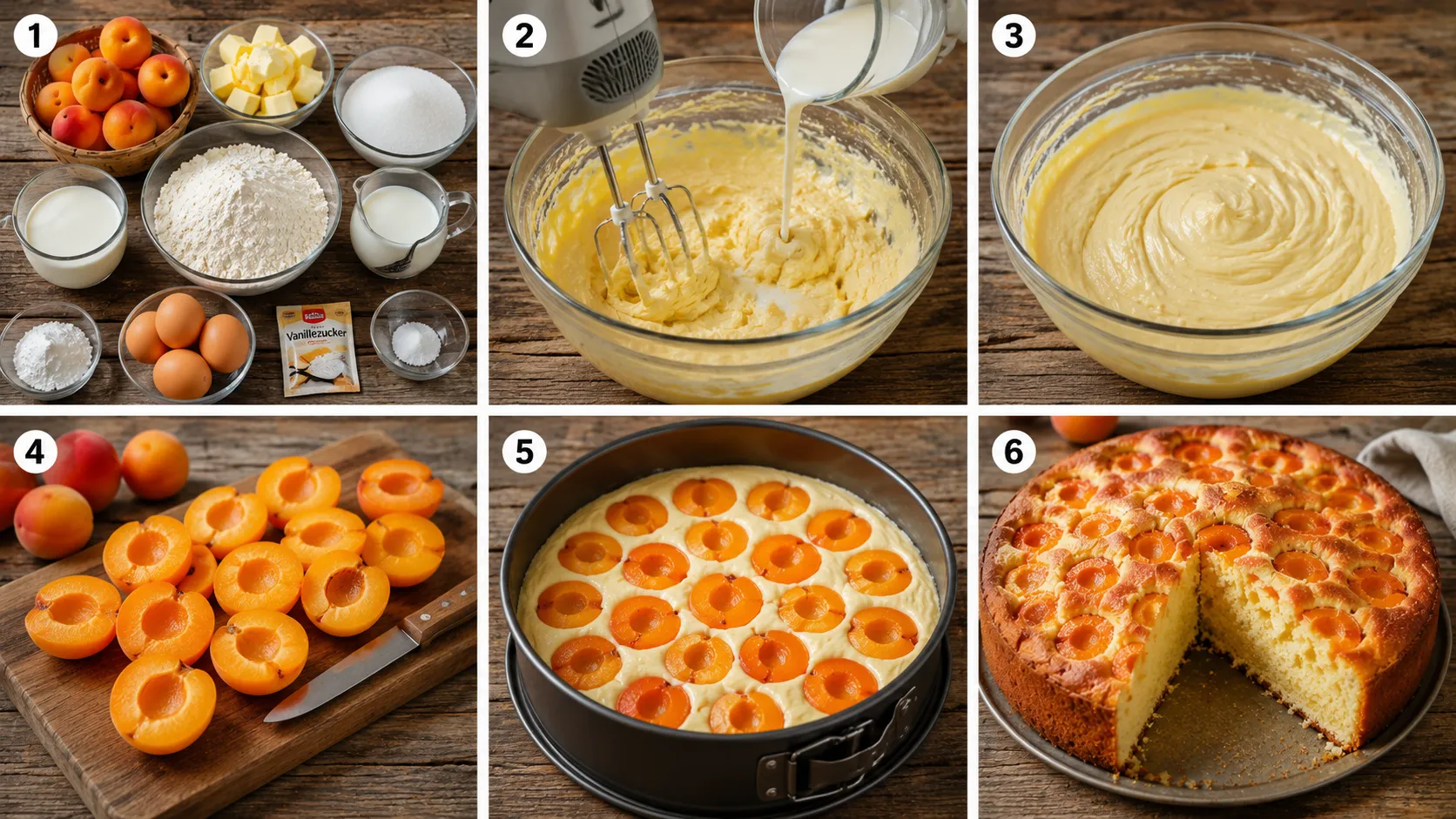 Aprikosenkuchen Schritt für Schritt zubereiten