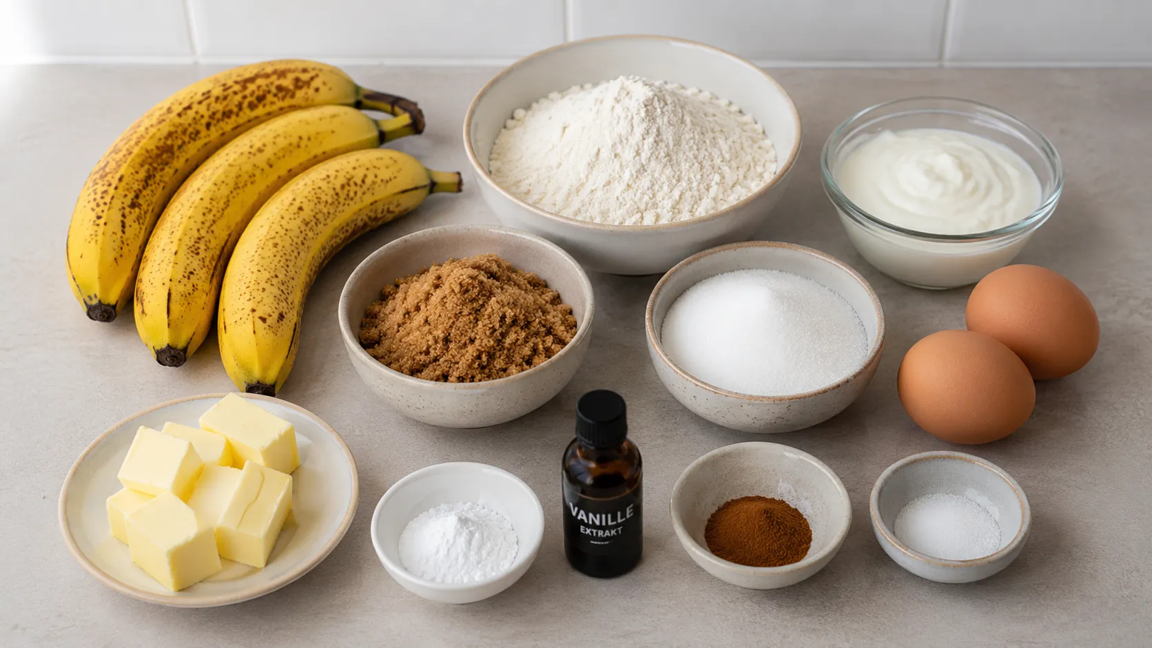 Zutaten für Bananen Muffins