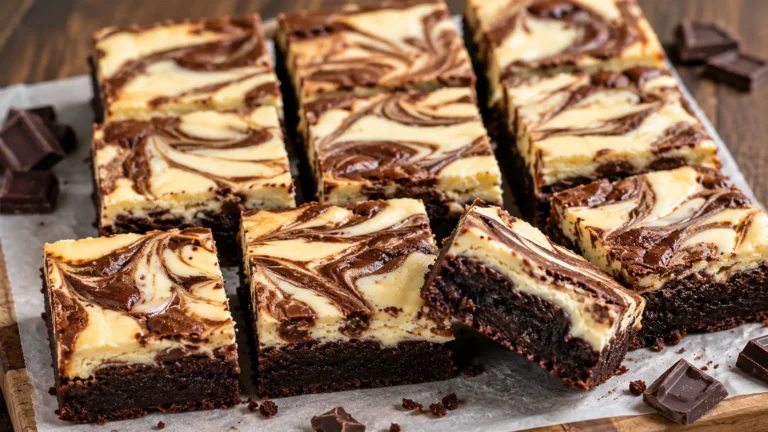 Cheesecake Brownies mit cremiger Frischkäse-Schicht und fudgy Schokoladenbasis
