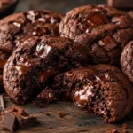 Double Chocolate Cookies mit geschmolzener Zartbitterschokolade und weicher Mitte