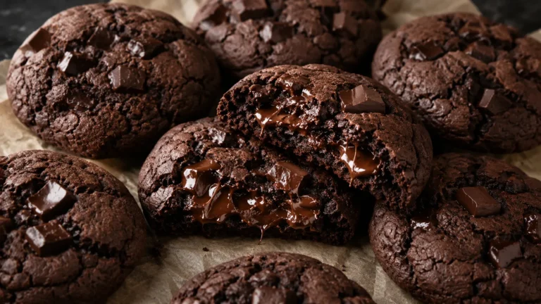 Double Chocolate Cookies mit geschmolzener Schokolade und weicher Mitte