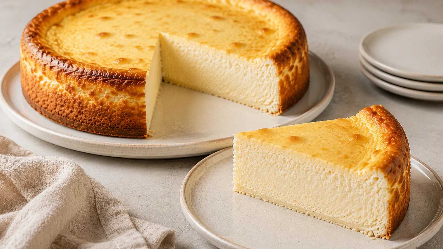 Fertiger Käsekuchen ohne Boden mit cremiger Textur