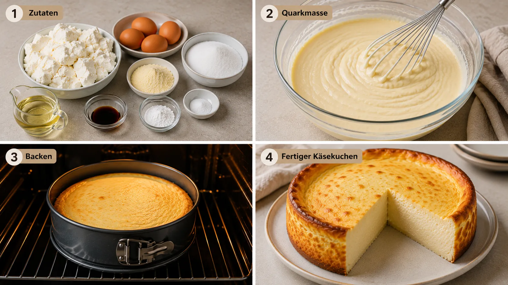 Schritt-für-Schritt Zubereitung von Käsekuchen ohne Boden