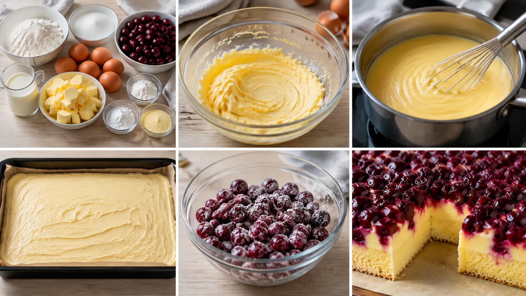 Zubereitung von Kirschkuchen mit Pudding Schritt für Schritt
