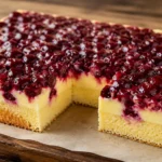 Kirschkuchen mit Pudding mit cremiger Vanillepuddingschicht und saftigen Kirschen