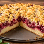 Kirschkuchen mit Streusel aus frischen Kirschen und knusprigen Butterstreuseln