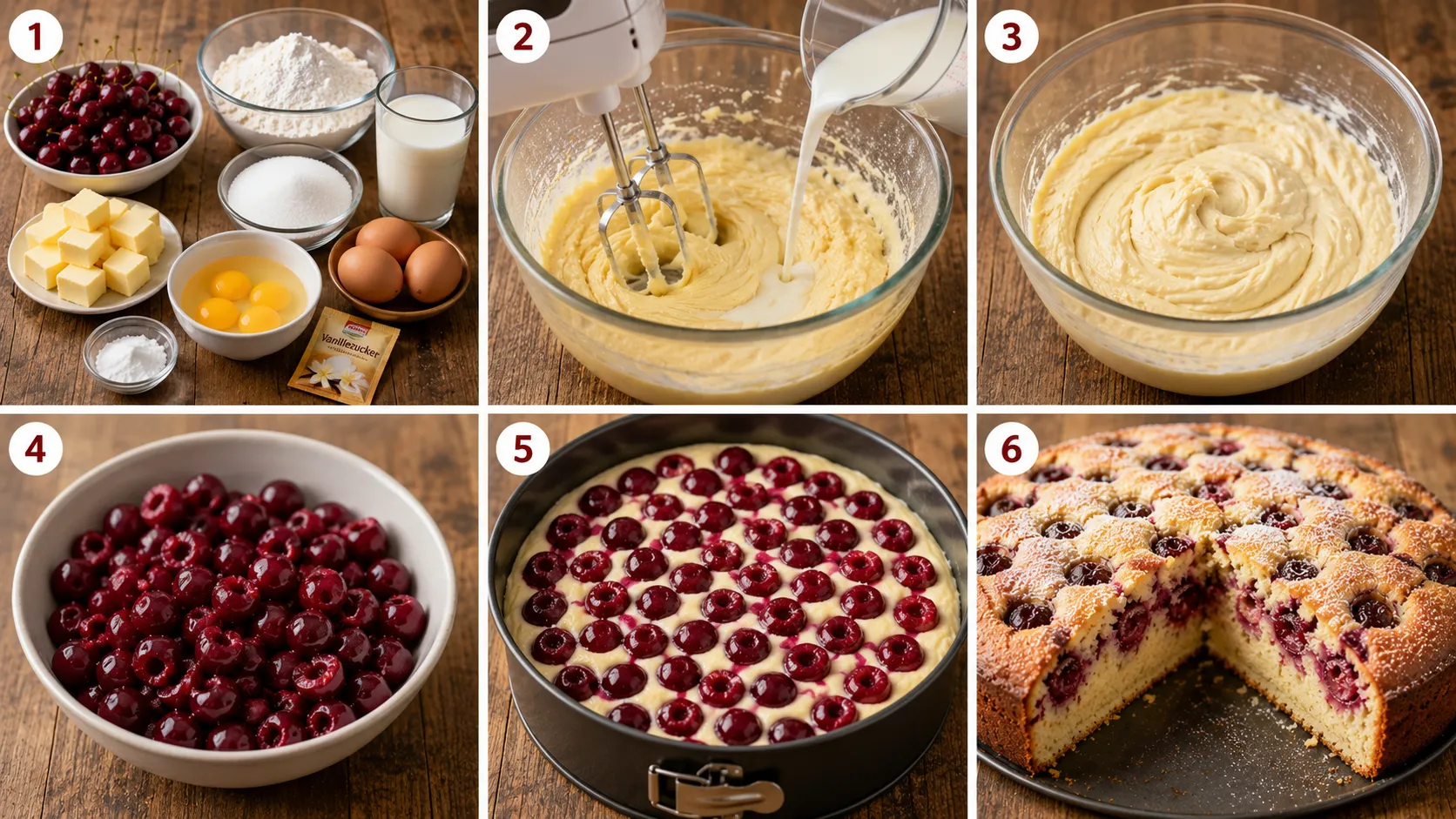 Kirschkuchen Schritt für Schritt zubereiten