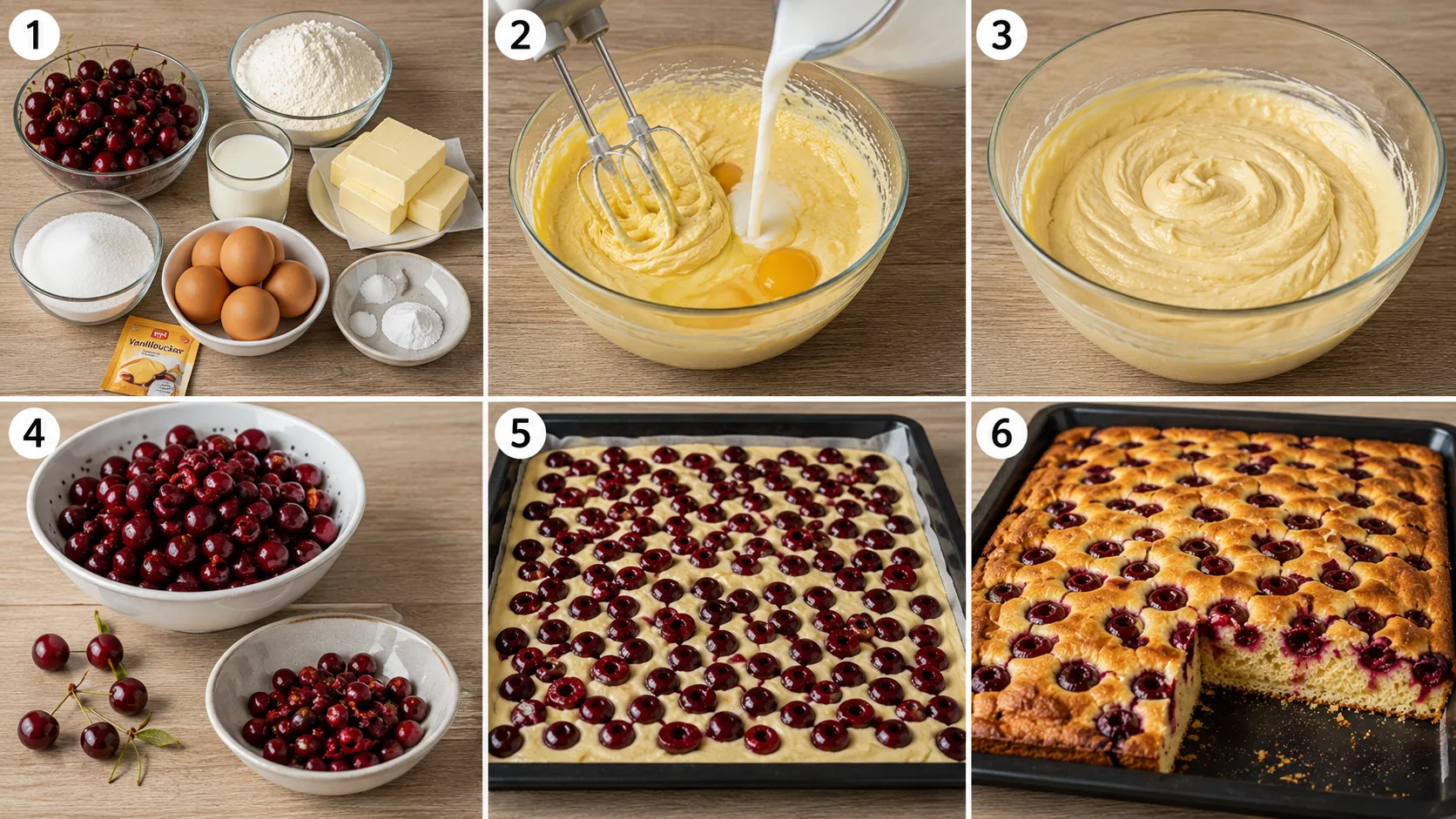 Kirschkuchen vom Blech Schritt für Schritt zubereiten