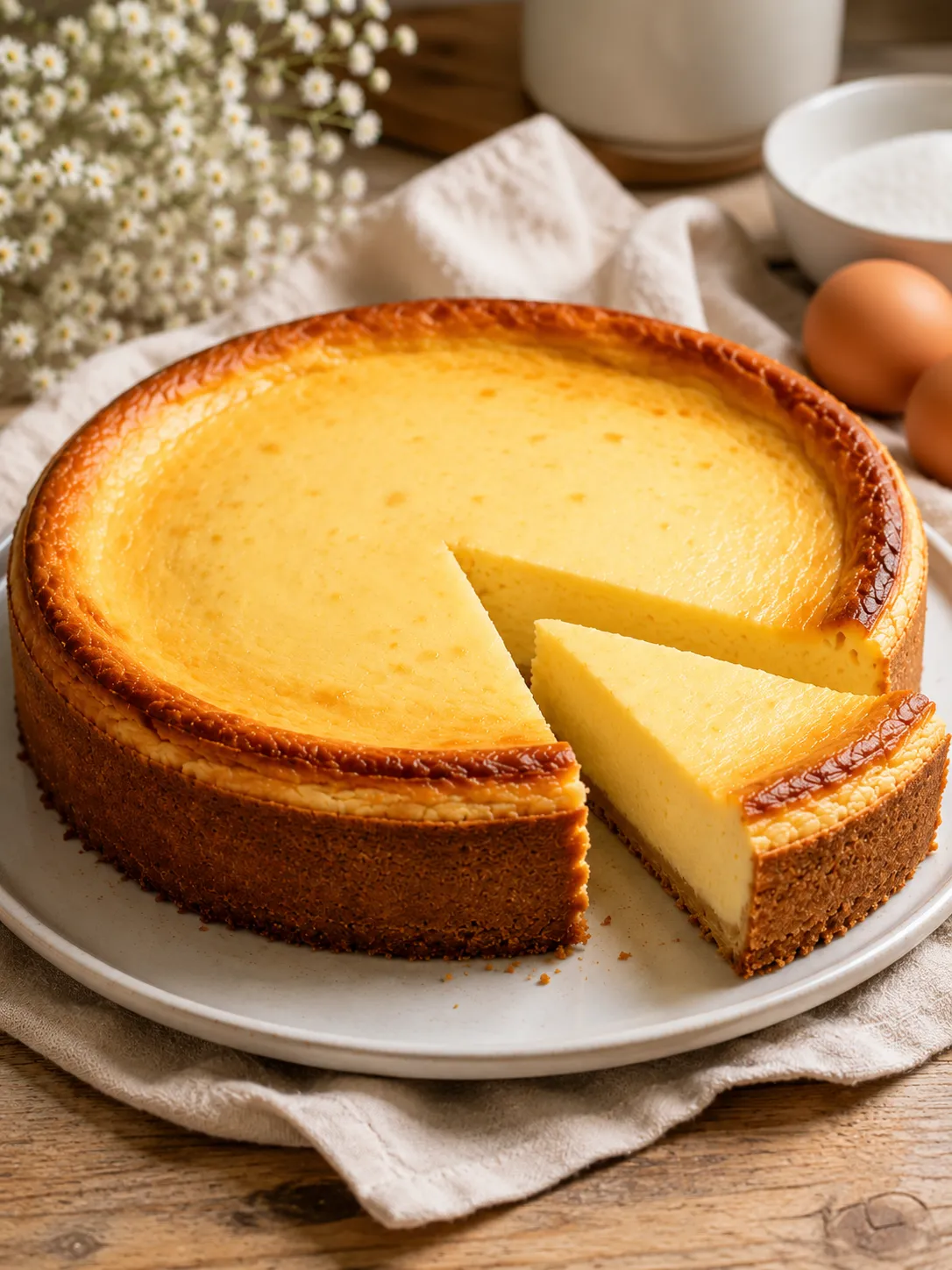 Klassischer Käsekuchen mit cremiger Quarkfüllung und knusprigem Mürbeteigboden