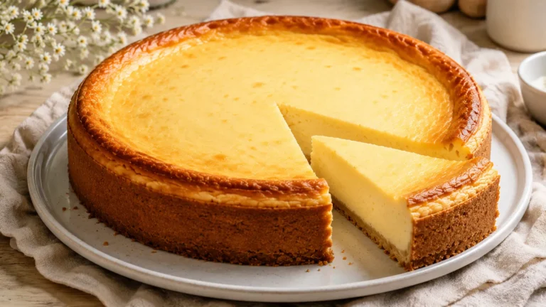 Klassischer Käsekuchen mit cremiger Quarkfüllung und knusprigem Boden