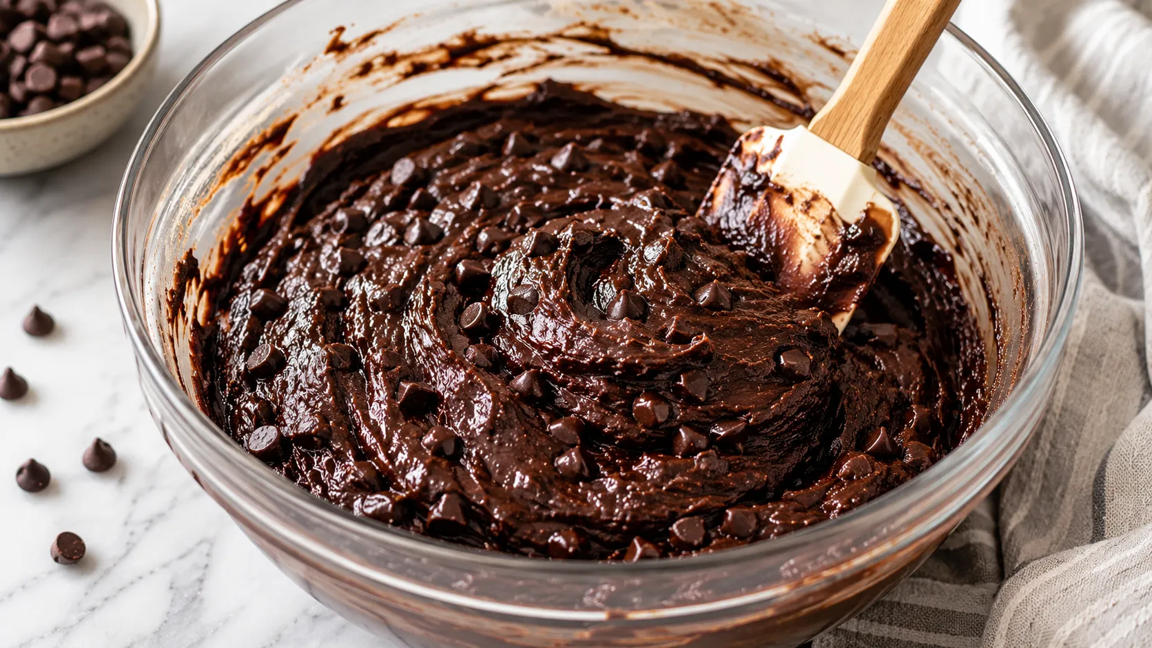 Fudgy Brownieteig mit Schokostückchen