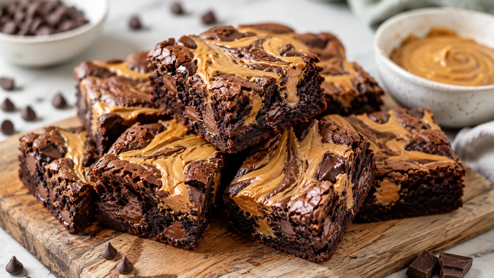 Peanut Butter Brownies mit cremiger Erdnussbutter-Marmorierung