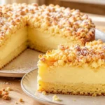 Pudding Streusel Kuchen mit cremiger Vanillepuddingfüllung, knusprigen Butterstreuseln und lockerem Rührteig