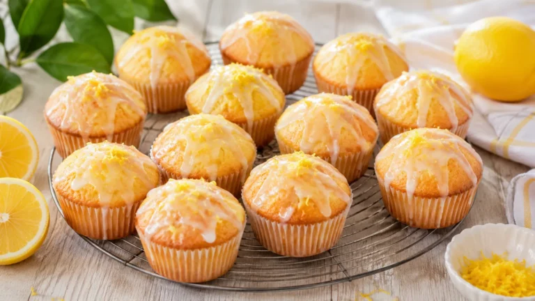 Saftige Zitronen Muffins mit frischer Zitronenglasur