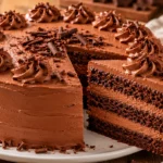 Schokoladentorte mit cremiger Schokocreme Füllung und Anschnitt