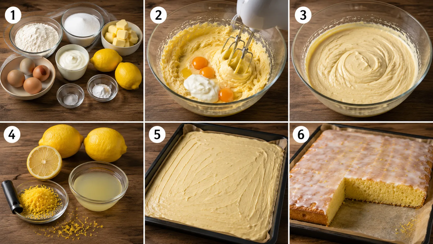 Zitronenkuchen vom Blech Schritt für Schritt zubereiten