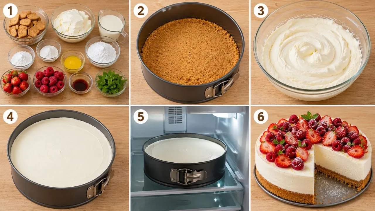 Frischkäse Kuchen ohne Backen Schritt für Schritt zubereiten