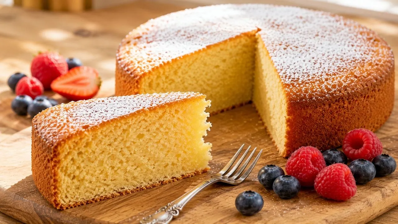 Fertiger glutenfreier Kuchen mit goldgelber Krume