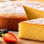 Glutenfreier Kuchen mit lockerer goldgelber Krume und feinem Puderzucker