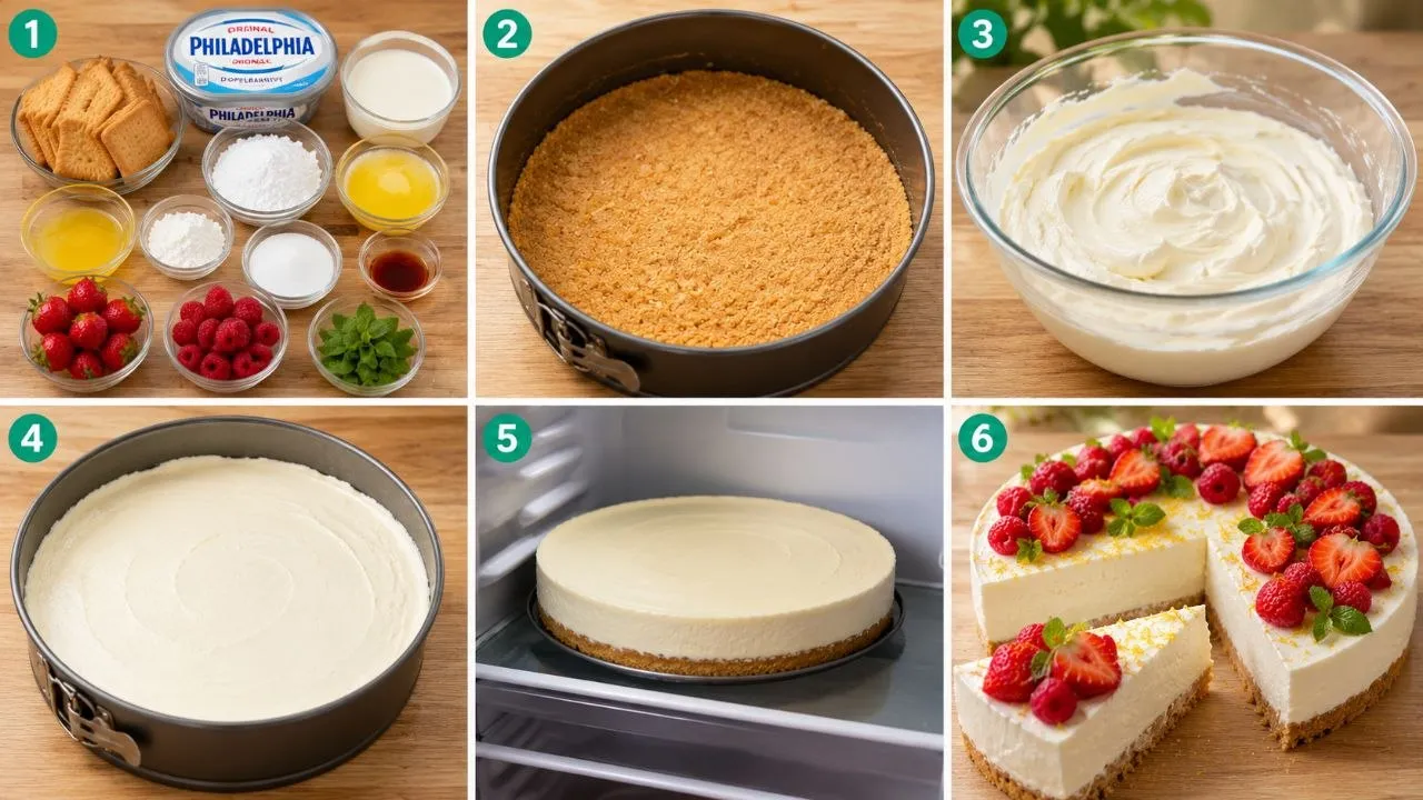 Schritt-für-Schritt Zubereitung der Philadelphia Torte ohne Backen.