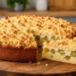 Saftiger Stachelbeerkuchen mit knusprigen Butterstreuseln und frischen Stachelbeeren